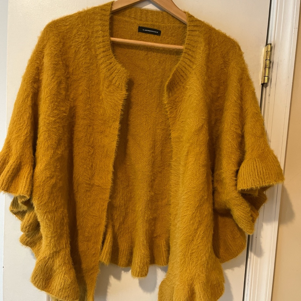 Cozy Mustard Yellow Open-Front Sweater poncho boho